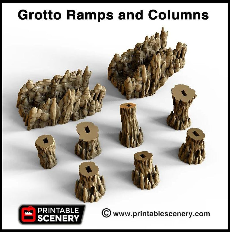 Cavern Ramp | DnD Cave Scatter Terrain Rocks Dungeon Printable Scenery RPG Tabletop Miniature Game Tiles 3D Printed TTRPG Pathfinder-5