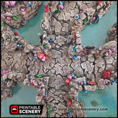 Crystal Tunnels Modular 11pc set | DnD Cave Scatter Terrain Rocks Dungeon Scenery RPG Tabletop Mini Game Tiles 3D Printed TTRPG Grotto-1