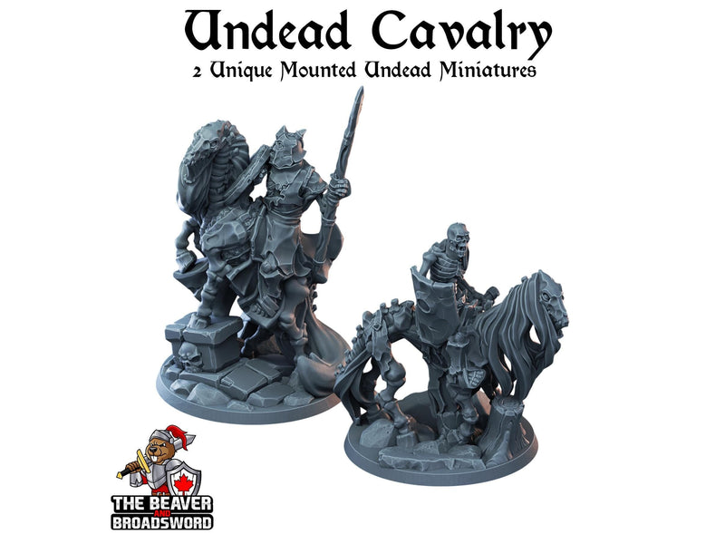 2 Skeletal Cavalry Miniature Pack - Arbiter Miniatures | DnD | Undead | Skeleton | Necromancer | Chef | 28mm 32mm | Pathfinder | Wargaming-1