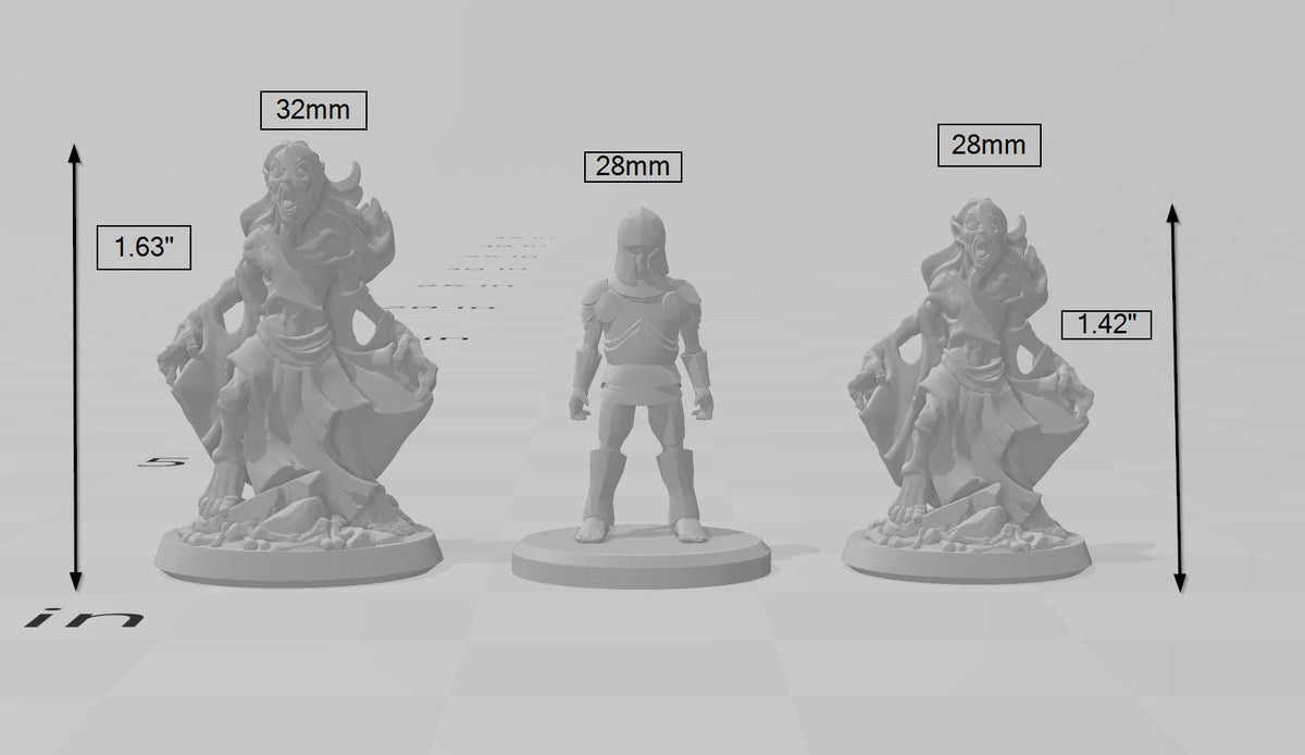4 Ghost and Banshee Miniature Pack - Arbiter Miniatures | DnD | Undead | Skeleton | Necromancer | 28mm 32mm | Pathfinder | Wargaming-2