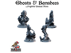 4 Ghost and Banshee Miniature Pack - Arbiter Miniatures | DnD | Undead | Skeleton | Necromancer | 28mm 32mm | Pathfinder | Wargaming-1