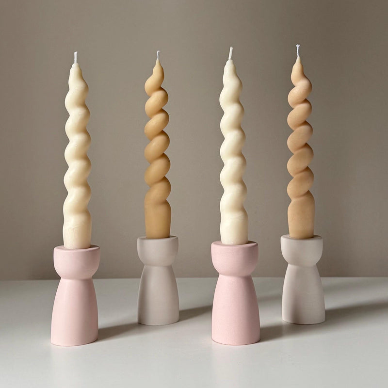 Handmade Jesmonite Hourglass Candlestick Holder: Minimalist Wedding Decor-5