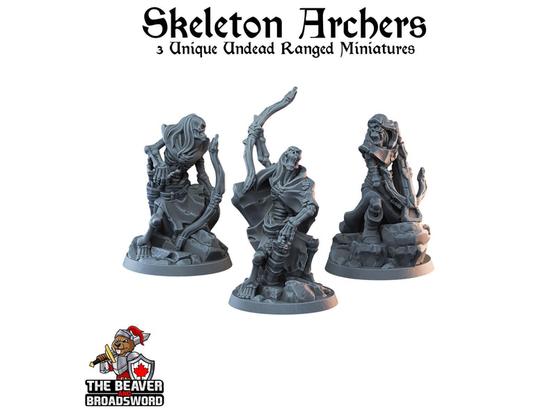 3 Skeleton Archer Miniature Pack - Arbiter Miniatures | DnD | Undead | Skeleton | Necromancer | 28mm 32mm | Pathfinder | Wargaming-1