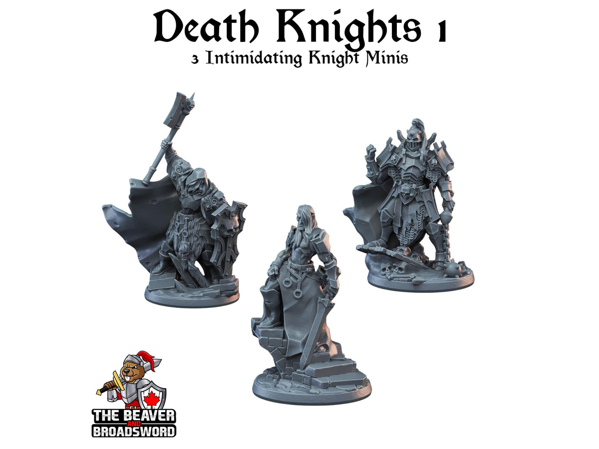 3 Death Knights Miniature Pack - Arbiter Miniatures | DnD | Undead | Skeleton | Necromancer | 28mm 32mm | Pathfinder | Wargaming | Evil-1