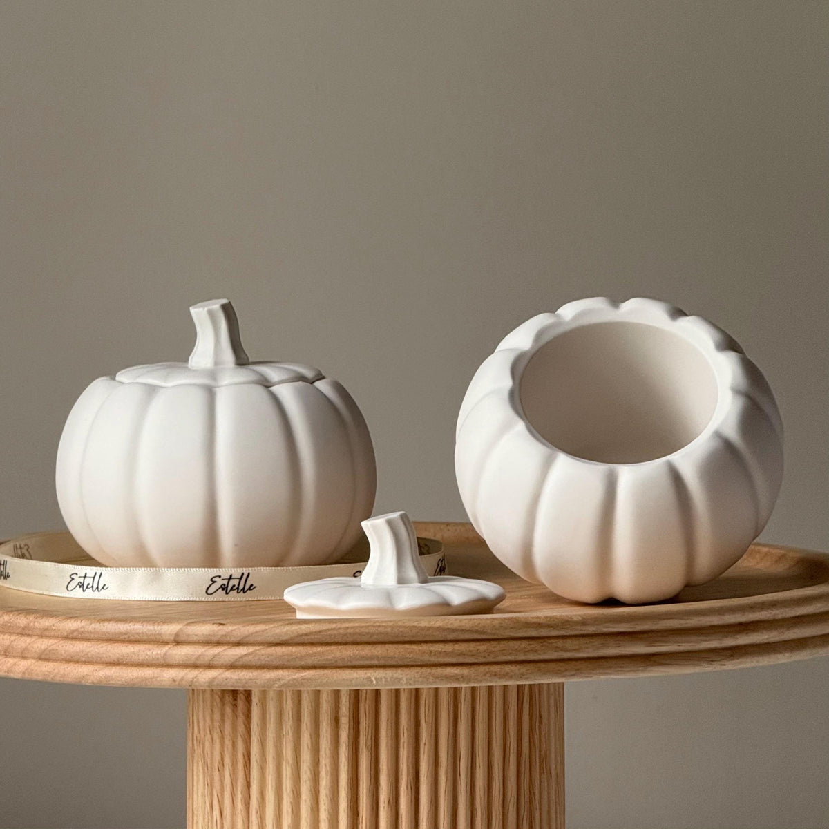 Handmade Jesmonite Pumpkin Jar: Autumn Fall Home Decor-1