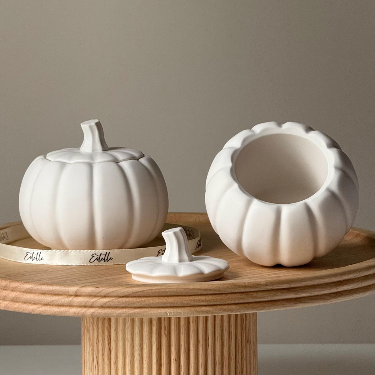 Handmade Jesmonite Pumpkin Jar: Autumn Fall Home Decor-4