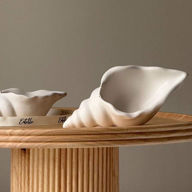 Jesmonite Conch Trinket Tray: Scandi Jewelry Dish, Desk Decor-2