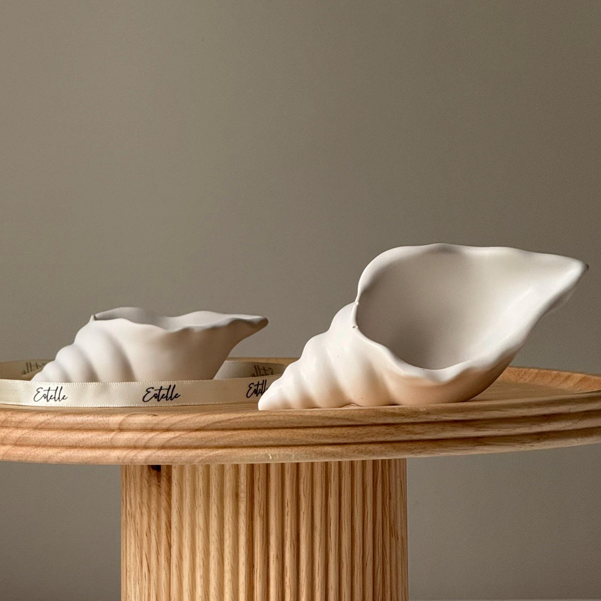 Jesmonite Conch Trinket Tray: Scandi Jewelry Dish, Desk Decor-1