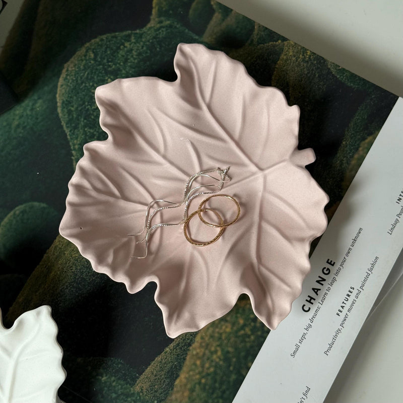 Jesmonite Maple Leaf Tray: Scandi Jewelry Dish, Desk Decor-4