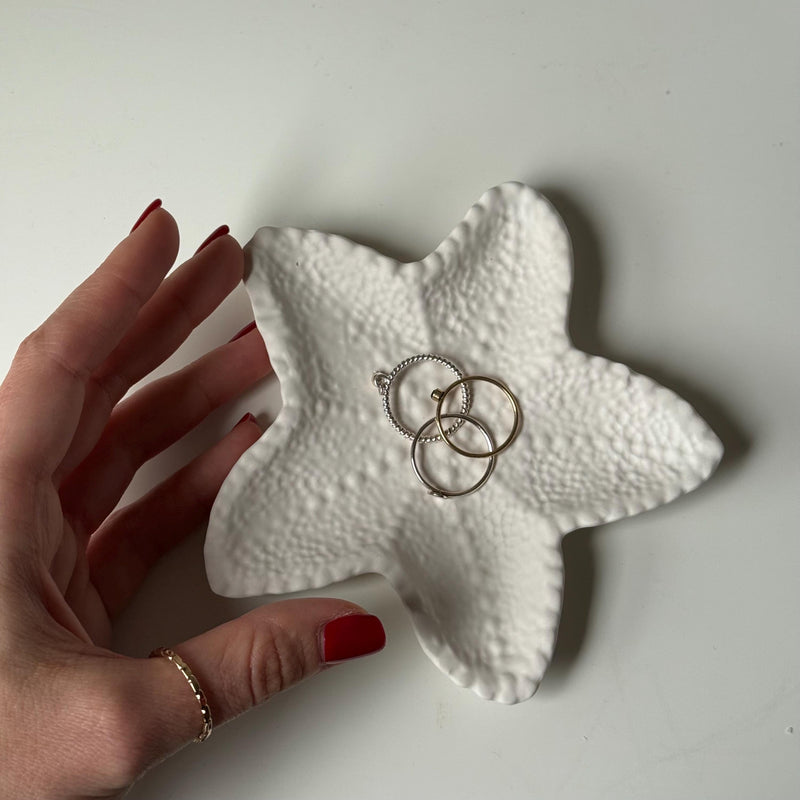 Starfish Jesmonite Jewelry Dish: Scandi Home Decor Tray-3