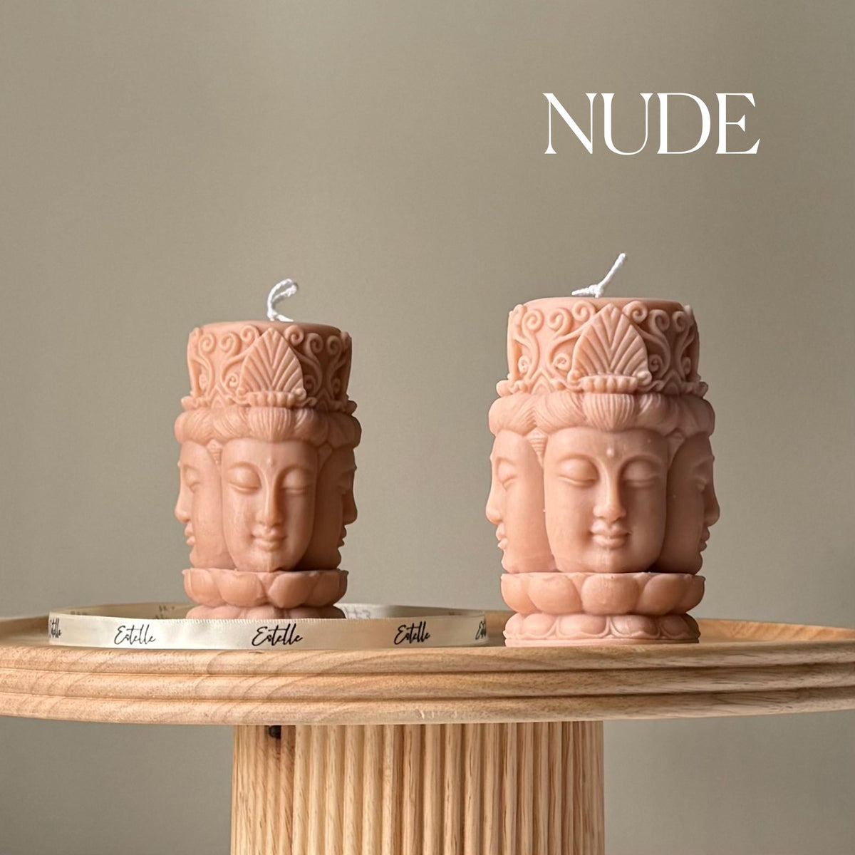 Buddha Face Soy Pillar Candle: Handmade Home Decor-2