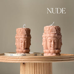 Buddha Face Soy Pillar Candle: Handmade Home Decor-2