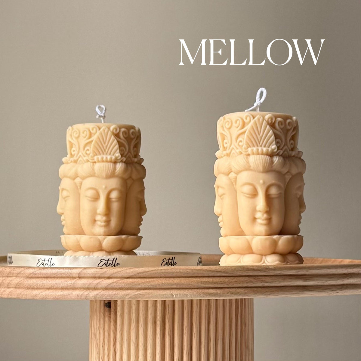 Buddha Face Soy Pillar Candle: Handmade Home Decor-4
