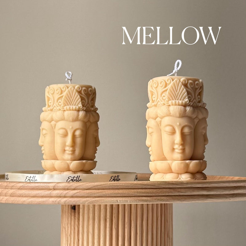 Buddha Face Soy Pillar Candle: Handmade Home Decor-4