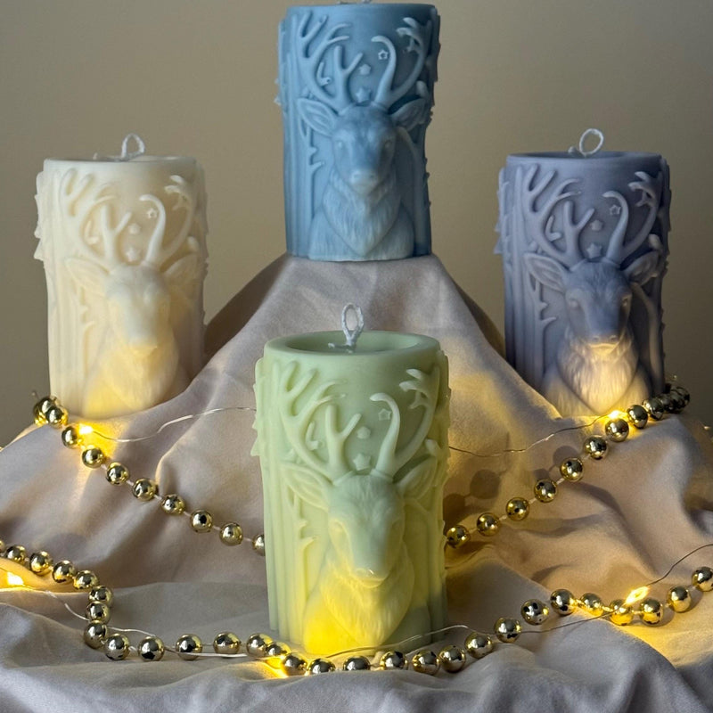 Handmade Christmas Reindeer Soy Candle: Holiday Home Decor-1
