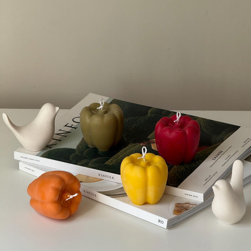 Bell Pepper Candle: Vegan Soy Wax, Minimalist Home Decor-1