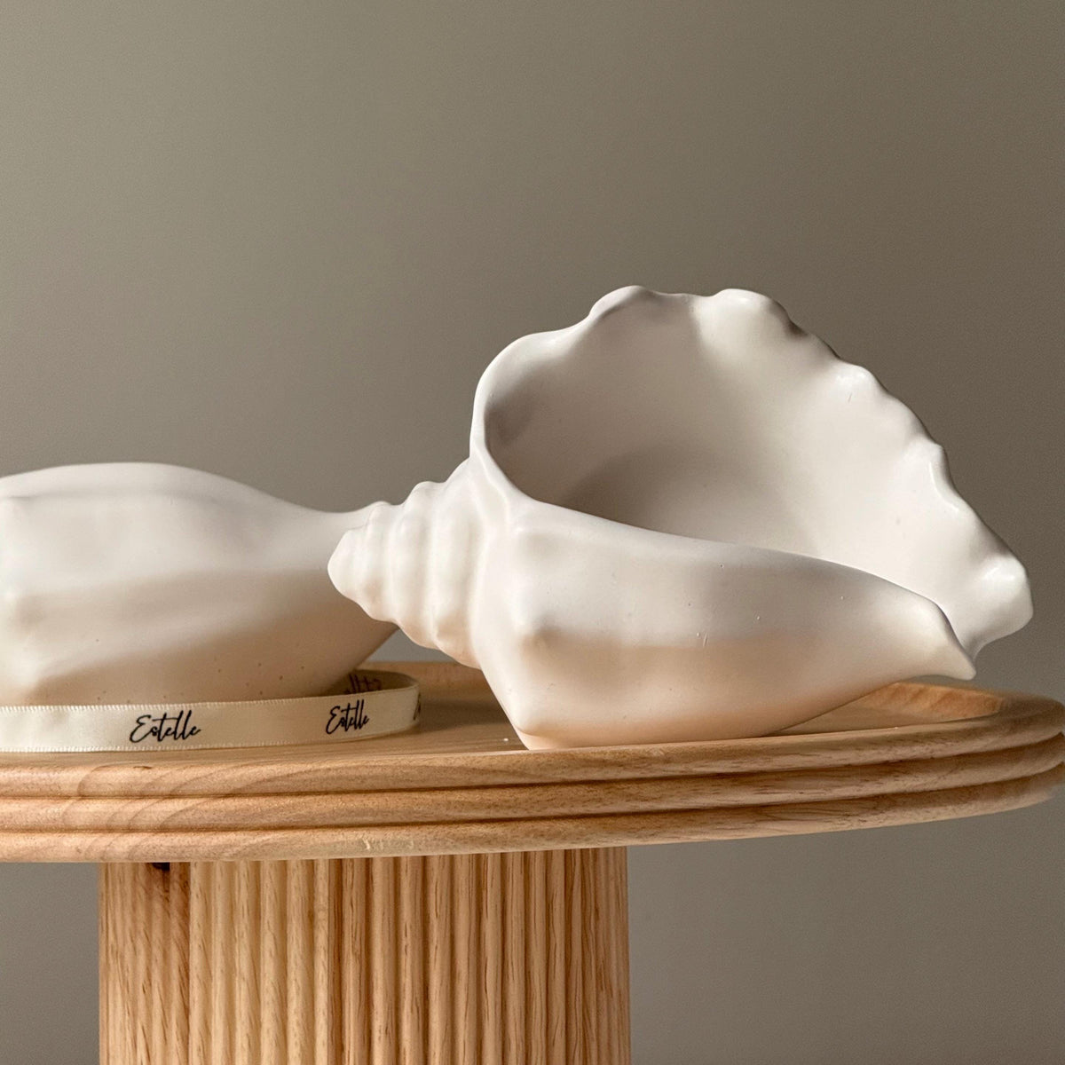 Conch Shell Jesmonite Trinket Tray: Coastal Jewelry Storage Dish-2