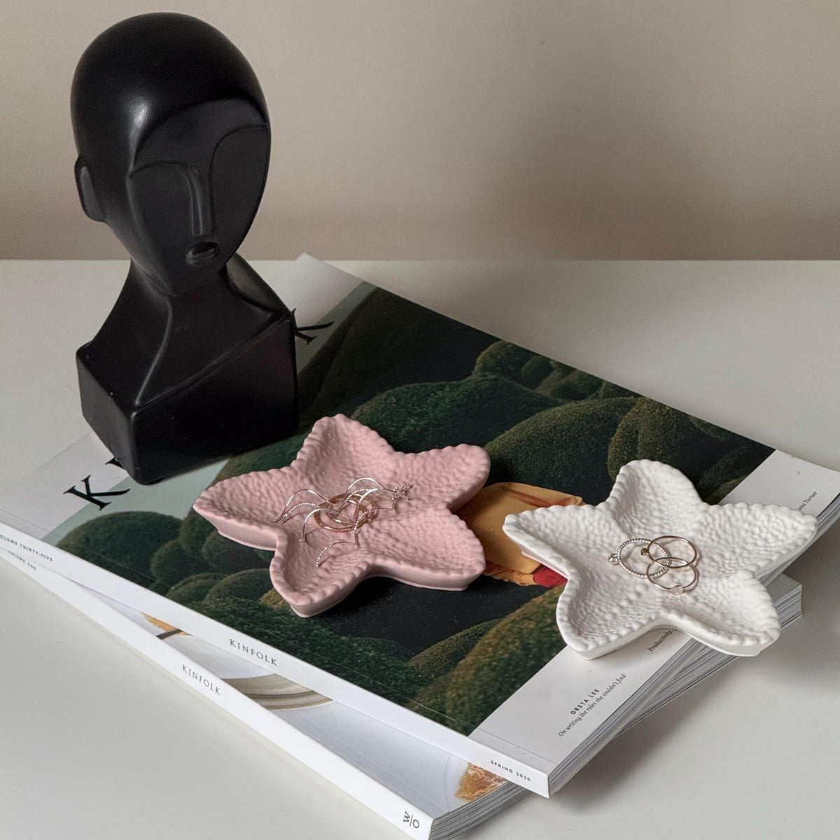 Starfish Jesmonite Jewelry Dish: Scandi Home Decor Tray-2
