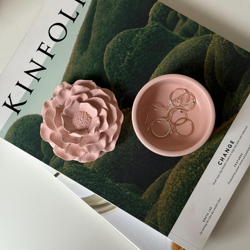 Jesmonite Flower Jar: Scandi Home Decor, Jewelry Storage Dish-1