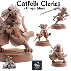 Catfolk Clerics mini set | DnD Miniature, Premium Resin, Durable and Tough for your TTRPG and Wargaming! 32mm, 28mm, Fighter, Paladin-1