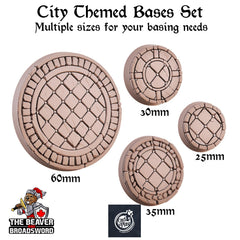 City themed bases set | DnD Miniature, Premium Resin, Durable and Tough for your TTRPG and Wargaming! 32mm, 28mm, base, basing, kitbash-1