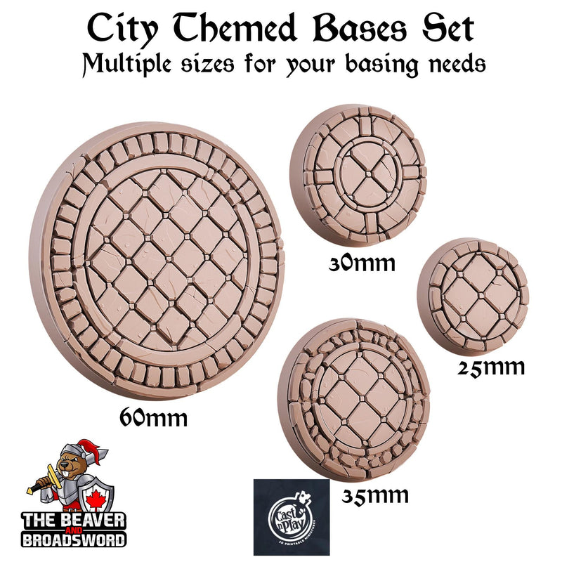 City themed bases set | DnD Miniature, Premium Resin, Durable and Tough for your TTRPG and Wargaming! 32mm, 28mm, base, basing, kitbash-1