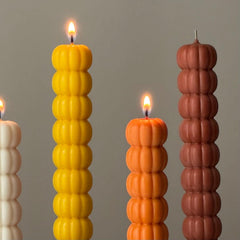 Hand Poured Soy Wax Pumpkin Taper Candle: Halloween Decor-5