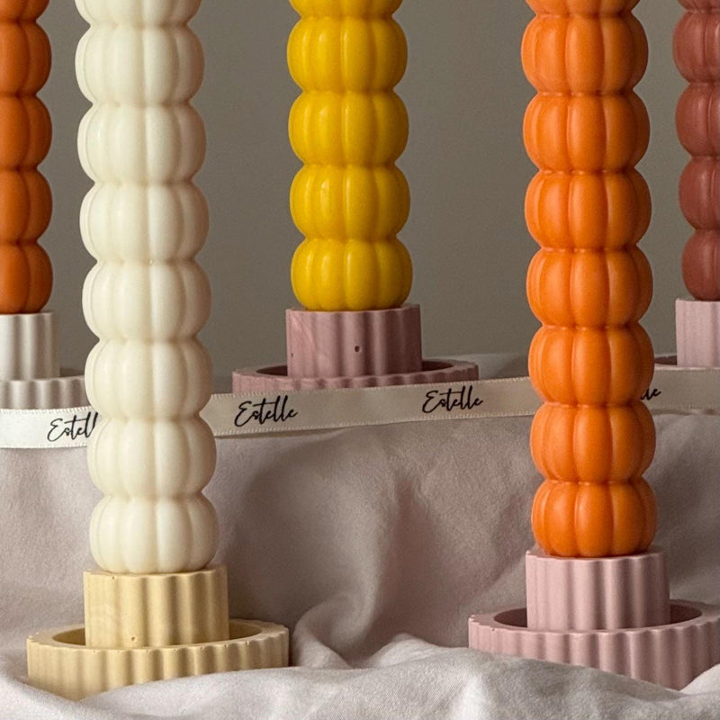 Hand Poured Soy Wax Pumpkin Taper Candle: Halloween Decor-4