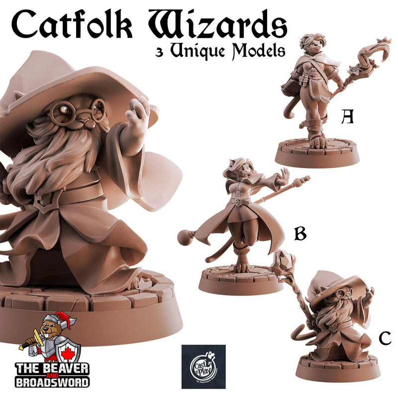 Catfolk Wizards | DnD Miniature, Premium Resin, Durable and Tough for your TTRPG and Wargaming! 32mm, 28mm, Tabaxi, Sorcerer, Warlock-1