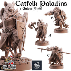 Catfolk Paladins mini set | DnD Miniature, Premium Resin, Durable and Tough for your TTRPG and Wargaming! 32mm, 28mm, Tabaxi, Ranger, Thief-1