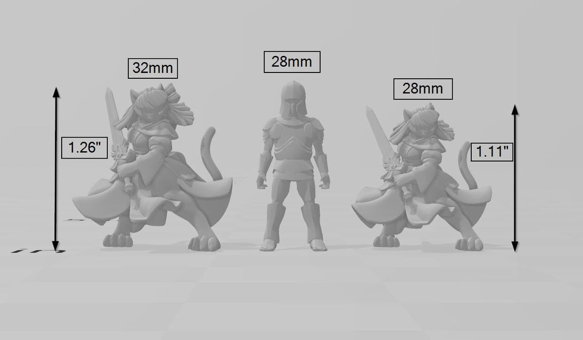 Catfolk Clerics mini set | DnD Miniature, Premium Resin, Durable and Tough for your TTRPG and Wargaming! 32mm, 28mm, Fighter, Paladin-2