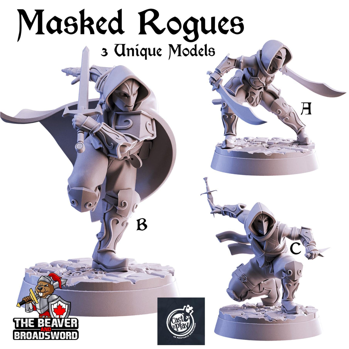 Masked Rogues mini set | DnD Miniature, Premium Resin, Durable and Tough for your TTRPG and Wargaming! 32mm, 28mm, Thief, Assassin-1