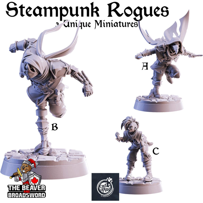 Steampunk Rogues mini set | DnD Miniature, Premium Resin, Durable and Tough for your TTRPG and Wargaming! 32mm, 28mm, Thief, Assassin-1