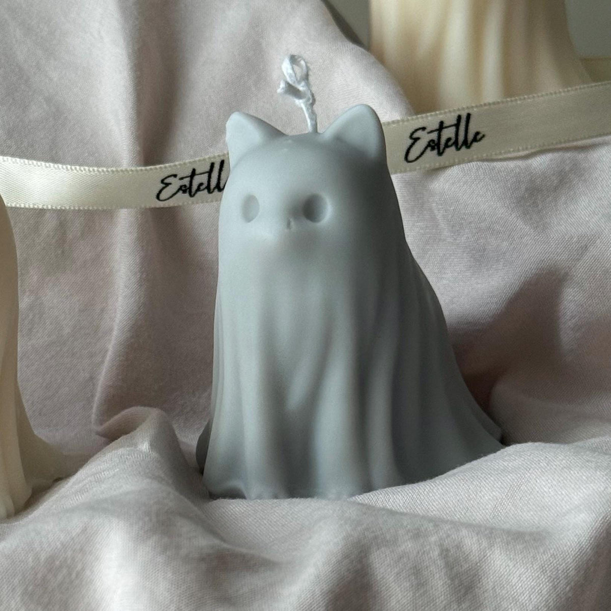 Halloween Cat & Dog Ghosts Candle Duo: Hand-Poured Soy Wax Sculptural Candles-4