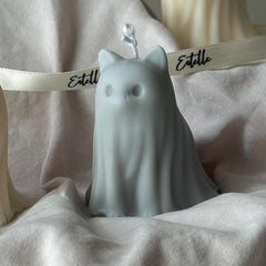 Halloween Cat & Dog Ghosts Candle Duo: Hand-Poured Soy Wax Sculptural Candles-4