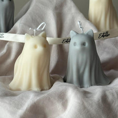 Halloween Cat & Dog Ghosts Candle Duo: Hand-Poured Soy Wax Sculptural Candles-7