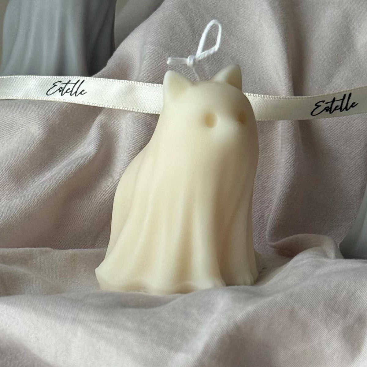 Halloween Cat & Dog Ghosts Candle Duo: Hand-Poured Soy Wax Sculptural Candles-5