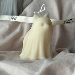 Halloween Cat & Dog Ghosts Candle Duo: Hand-Poured Soy Wax Sculptural Candles-5