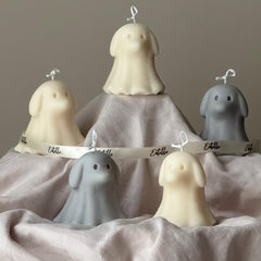 Halloween Dog Ghost Candle: Handmade Soy Wax Animal Gift-1