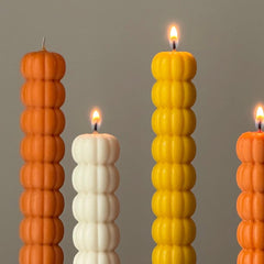 Hand Poured Soy Wax Pumpkin Taper Candle: Halloween Decor-2