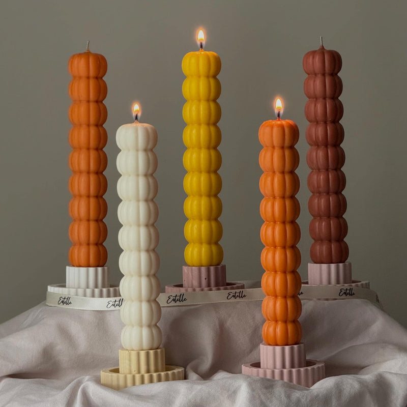 Hand Poured Soy Wax Pumpkin Taper Candle: Halloween Decor-6