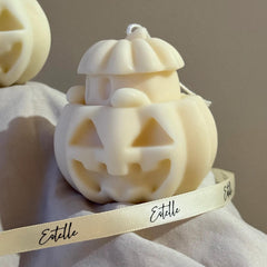 Handmade Halloween Ghost Candle with Pumpkin: Soy Wax Home Decor-3