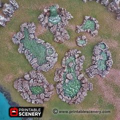 Grotto Pools 7pc set | DnD RPG and Warming Terrain, Durable and High quality. Perfect For Diorama and Models. Cavern, Cave, Goblin, Water-2