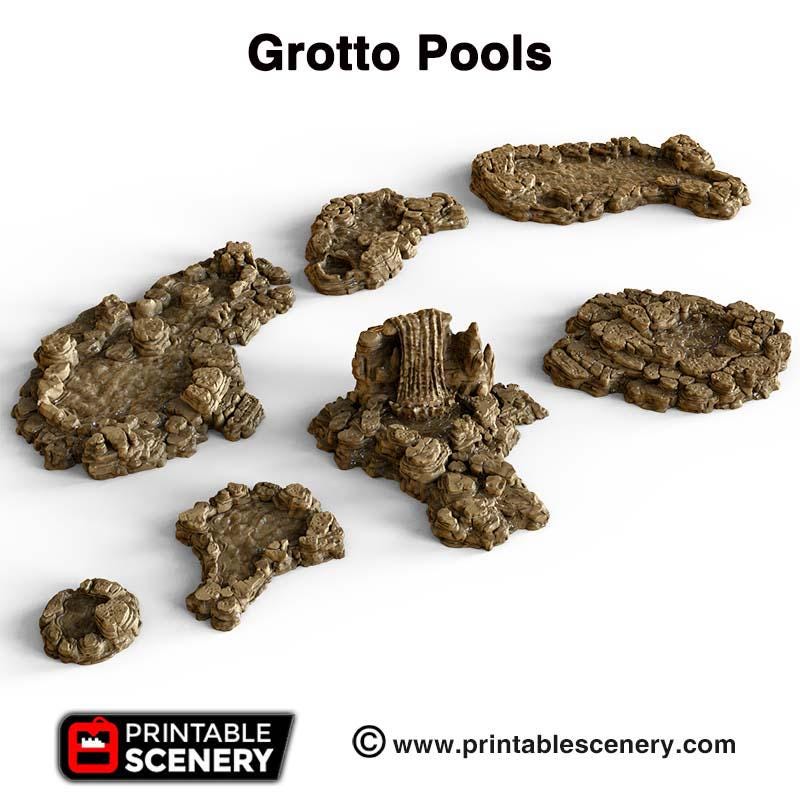 Grotto Pools 7pc set | DnD RPG and Warming Terrain, Durable and High quality. Perfect For Diorama and Models. Cavern, Cave, Goblin, Water-5