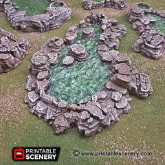 Grotto Pools 7pc set | DnD RPG and Warming Terrain, Durable and High quality. Perfect For Diorama and Models. Cavern, Cave, Goblin, Water-3