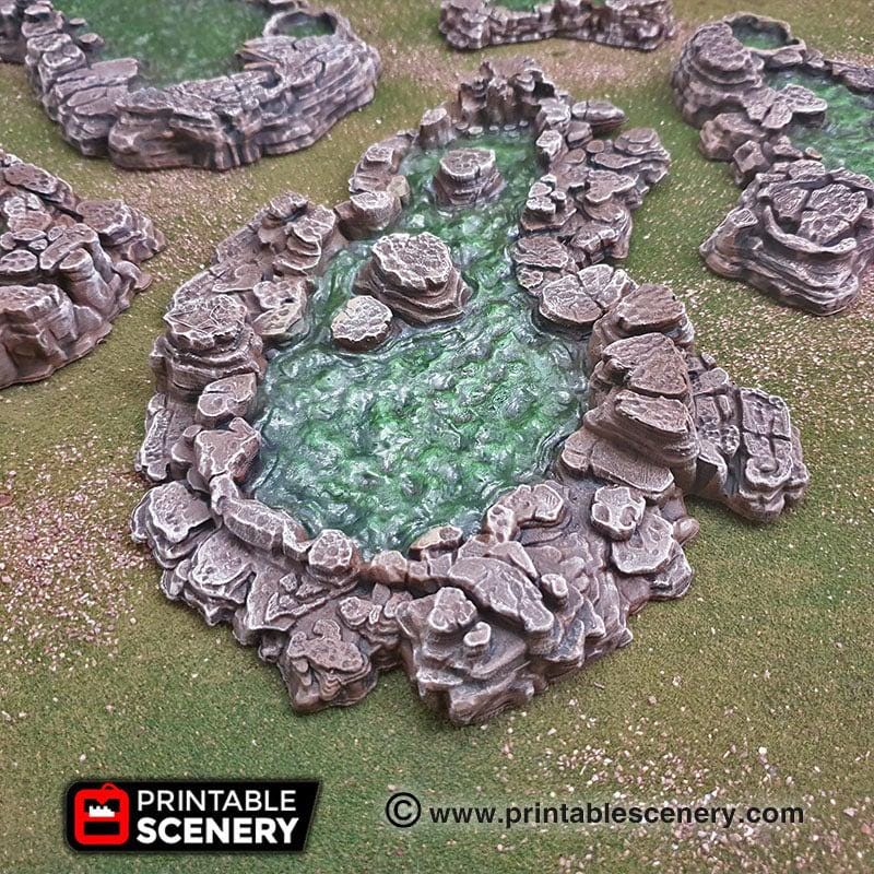 Grotto Pools 7pc set | DnD RPG and Warming Terrain, Durable and High quality. Perfect For Diorama and Models. Cavern, Cave, Goblin, Water-3