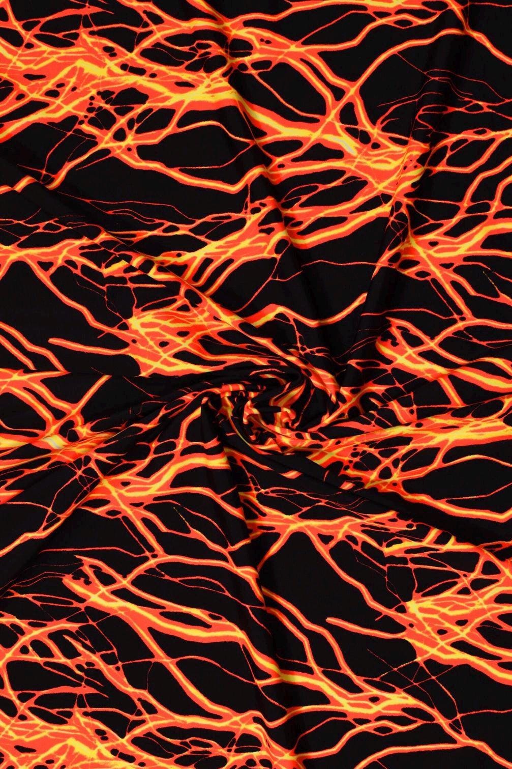 Fire Lava Print Nylon Spandex Fabric: 4-Way Stretch Activewear