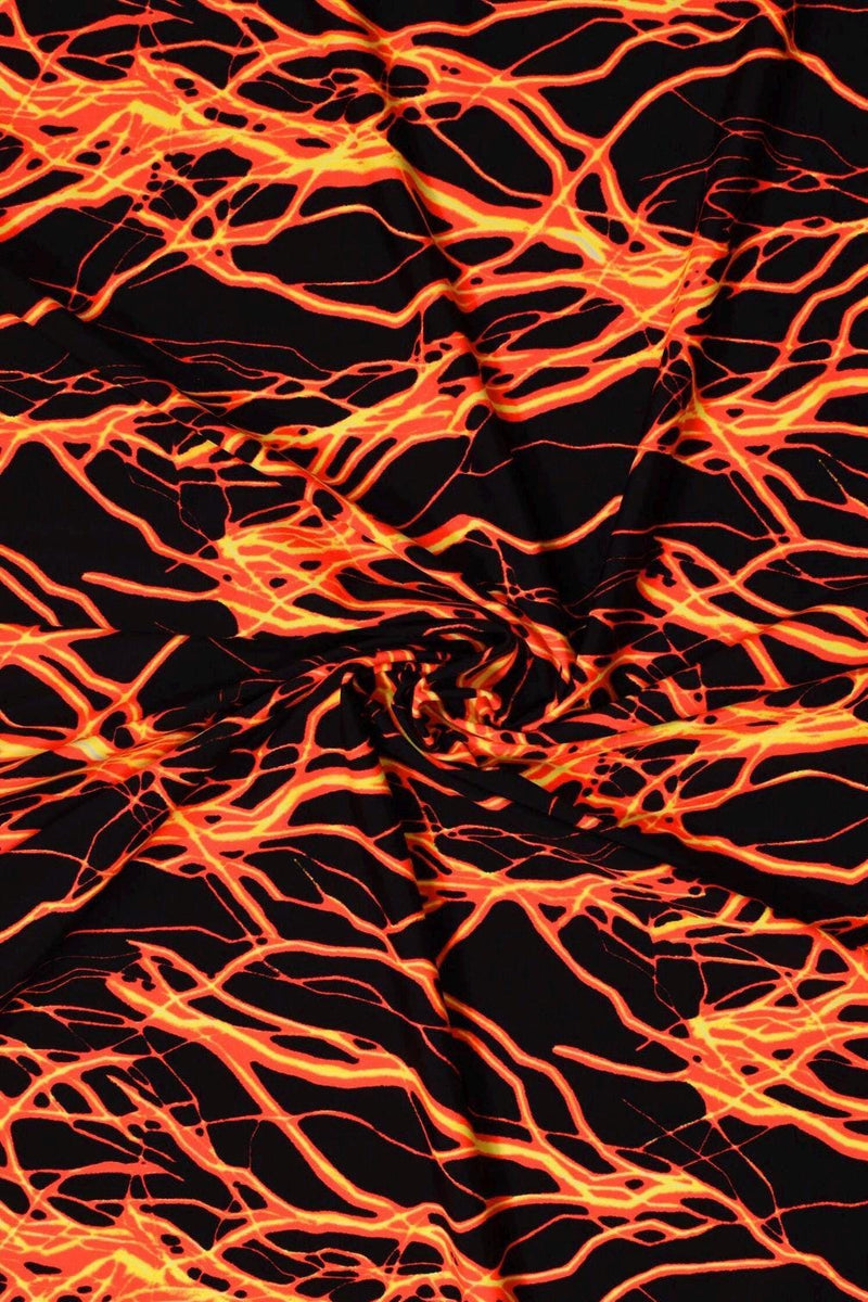 Fire Lava Print Nylon Spandex Fabric: 4-Way Stretch Activewear-1