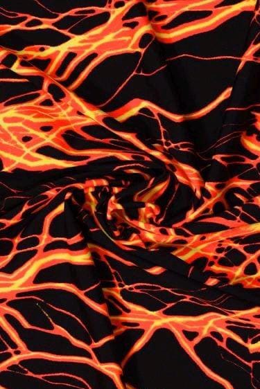 Fire Lava Print Nylon Spandex Fabric: 4-Way Stretch Activewear-3