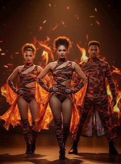 Fire Lava Print Nylon Spandex Fabric: 4-Way Stretch Activewear-6